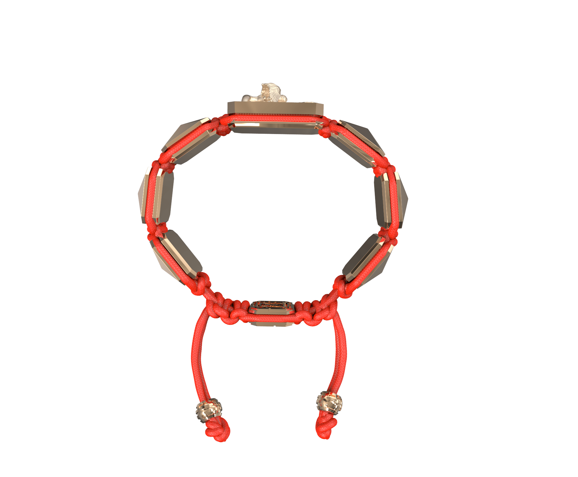 Miss You bracelet with ceramic and sculpture finished in 18k Rose Gold complemented with a red coloured cord.