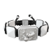 My Family First bracelet with white ceramic and sculpture finished in a Platinum effect complemented with a black coloured cord.