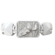 Miss You bracelet with white ceramic and sculpture finished in a Platinum effect complemented with a white coloured cord.