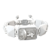 I Will Fight till the End bracelet with white ceramic and sculpture finished in a Platinum effect complemented with a white coloured cord.