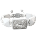 Selfmade bracelet with white ceramic and sculpture finished in a Platinum effect complemented with a white coloured cord.
