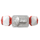 I Will Fight till the End bracelet with white ceramic and sculpture finished in a Platinum effect complemented with a red coloured cord.