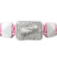 Proud Of You bracelet with white ceramic and sculpture finished in a Platinum effect complemented with a pink coloured cord.