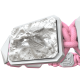 Pulsera I Love Me con cerámica blanca y escultura acabada en efecto Platino. Hilo rosa.