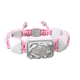 I Quit bracelet with white ceramic and sculpture finished in a Platinum effect complemented with a pink coloured cord.
