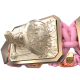 Pulsera I Will Fight till the End con cerámica y escultura acabadas en Oro Rosa de 18k. Hilo rosa.