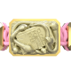 Pulsera I Quit con cerámica y escultura acabadas en Oro Amarillo de 18k. Hilo rosa.