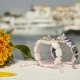I Love Me bracelet with ceramic and sculpture finished in a Platinum effect complemented with a pink coloured cord.
