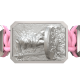 I Will Fight till the End bracelet with ceramic and sculpture finished in a Platinum effect complemented with a pink coloured cord.