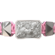 Selfmade bracelet with ceramic and sculpture finished in a Platinum effect complemented with a pink coloured cord.