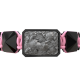Selfmade bracelet with black ceramic and sculpture finished in anthracite color complemented with a pink coloured cord.