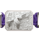 Pulsera Miss You con cerámica y escultura acabadas en efecto Platino. Hilo violeta.