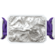 I Love Me bracelet with white ceramic and sculpture finished in a Platinum effect complemented with a violet coloured cord.
