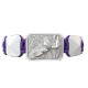Miss You bracelet with white ceramic and sculpture finished in a Platinum effect complemented with a violet coloured cord.