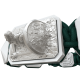 I Will Fight till the End bracelet with white ceramic and sculpture finished in a Platinum effect complemented with a dark green coloured cord.