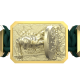 Pulsera I Will Fight till the End con cerámica y escultura acabadas en Oro Amarillo de 18k. Hilo verde oscuro.
