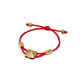 Maze Pyramid Bracelet finished in Yellow Gold. Carved in ceramics. Red thread.
