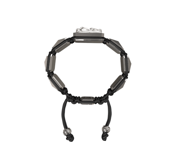Shop I Quit bracelet with ceramic and sculpture finished in a Platinum effect complemented with a black coloured cord.
