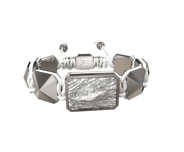 Shop I'm Different bracelet with ceramic and sculpture finished in a Platinum effect complemented with a white coloured cord.