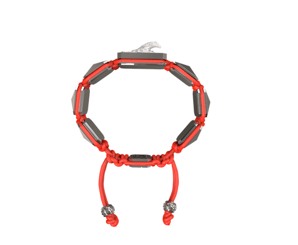 Shop I'm Different bracelet with ceramic and sculpture finished in a Platinum effect complemented with a red coloured cord.