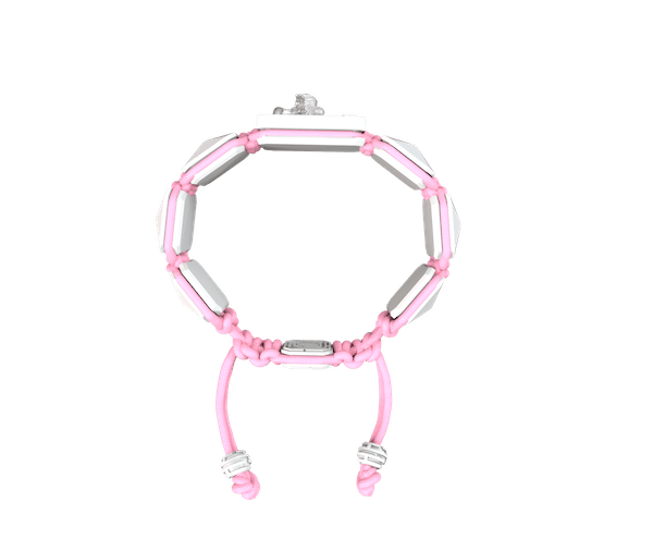 Shop Miss You bracelet with white ceramic and sculpture finished in a Platinum effect complemented with a pink coloured cord.