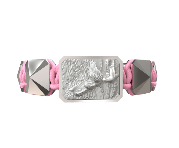 Shop Miss You bracelet with ceramic and sculpture finished in a Platinum effect complemented with a pink coloured cord.