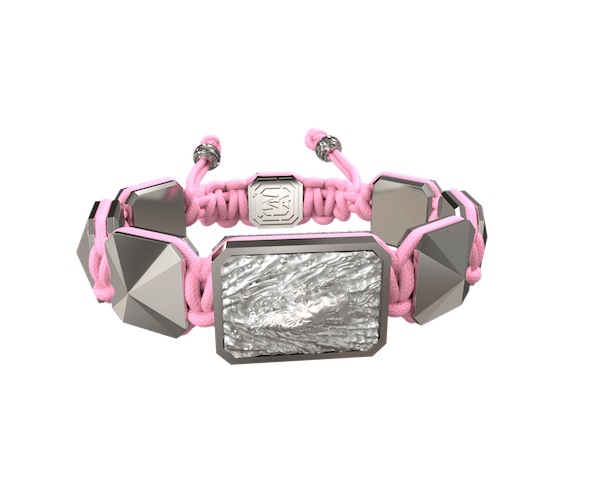 Shop I'm Different bracelet with ceramic and sculpture finished in a Platinum effect complemented with a pink coloured cord.