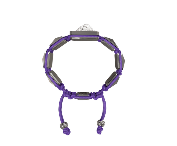 Shop Proud Of You bracelet with ceramic and sculpture finished in a Platinum effect complemented with a violet coloured cord.