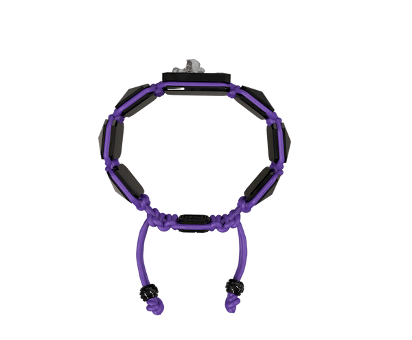 Shop Miss You bracelet with black ceramic and sculpture finished in anthracite color complemented with a violet coloured cord.