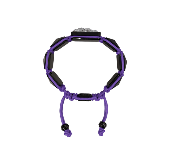 Shop Forever In My Heart bracelet with black ceramic and sculpture finished in anthracite color complemented with a violet coloured cord.